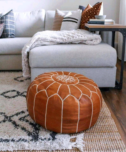 Pouf Héritage – Cuir Véritable Fait Main