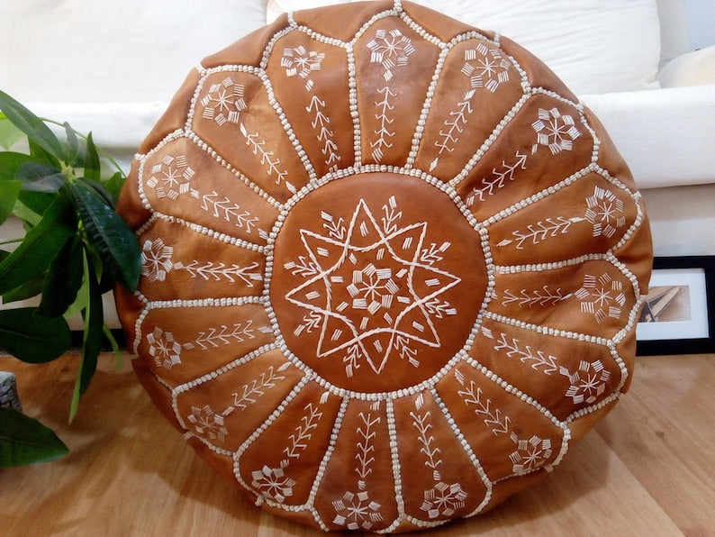 Pouf Héritage – Cuir Véritable Fait Main