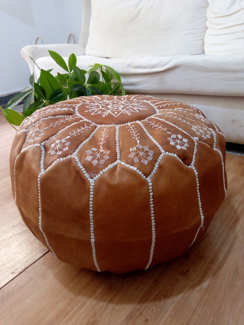 Pouf Héritage – Cuir Véritable Fait Main